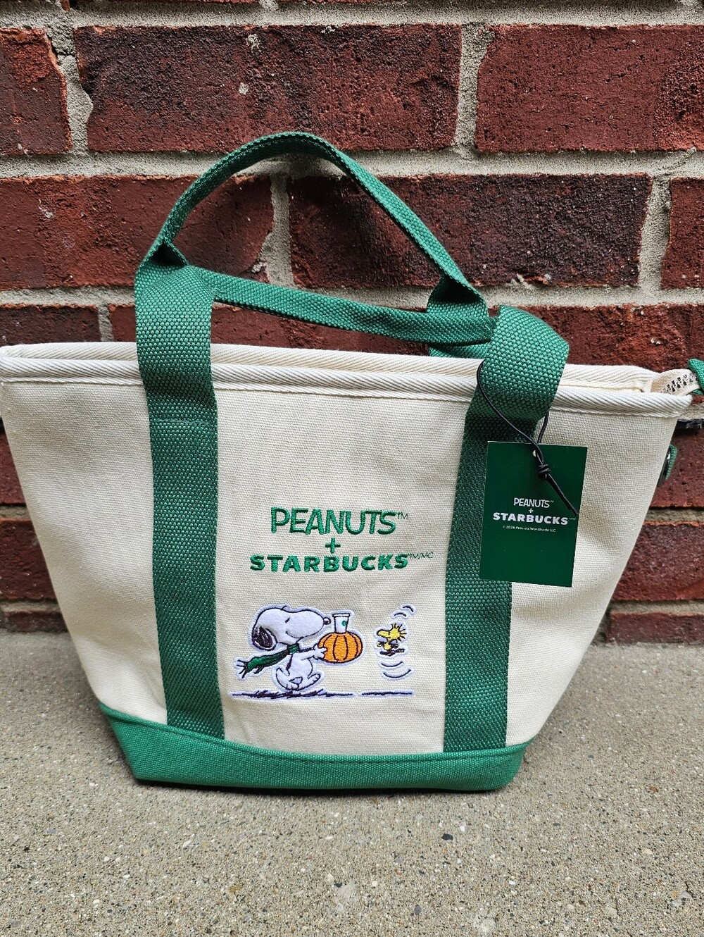 NWT Starbucks x Peanuts Snoopy Great Pumpkin Mini Canvas Tote Bag